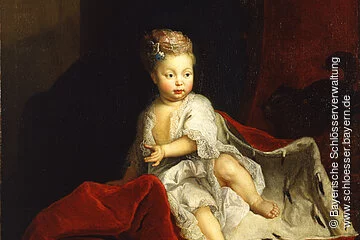 Gemälde, Markgräfin Wilhelmine von Brandenburg-Bayreuth als zweijähriges Kind, nach Restaurierung, Antoine Pesne, um1711, Inv. BayNS.G 36. Bayreuth, Neues Schloß, R. 1.05