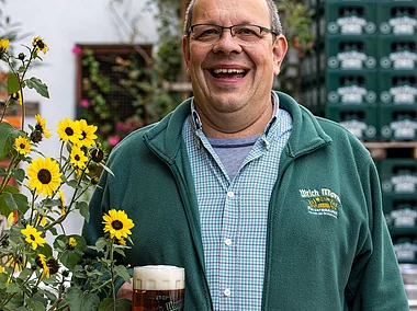 Brewmaster and owner Ulrich Martin of Brauerei Ulrich Martin brewery, Schonungen Hausen, Franconia, Bavaria, Germany